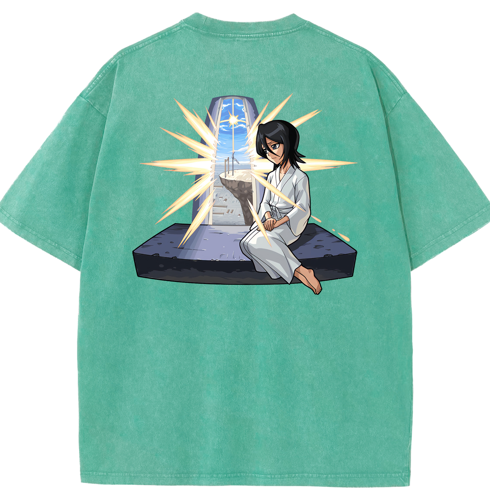（画像用） ブリーチ 朽木ルキア BLEACH Kuchiki Rukia 綿100% ヴィンテージ風 半袖Tシャツ（背面プリント）